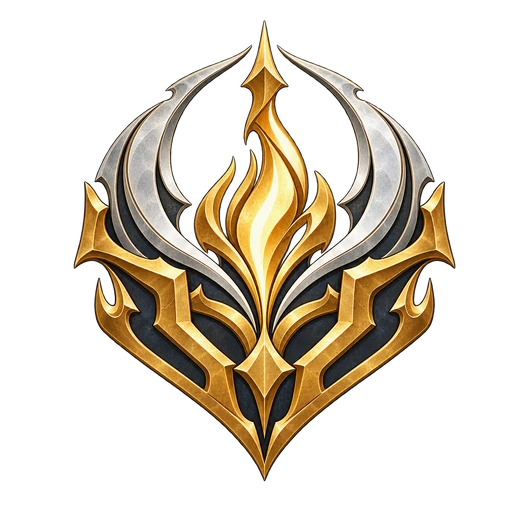 Crest of the Sanctum Accord: a golden flame rising between silver wings